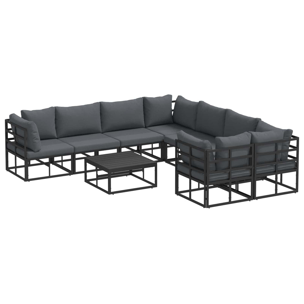 vidaXL Garden Sofa Set with Cushions 9 pcs Black Steel