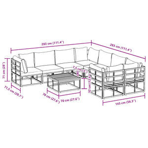 vidaXL Garden Sofa Set with Cushions 9 pcs Black Steel