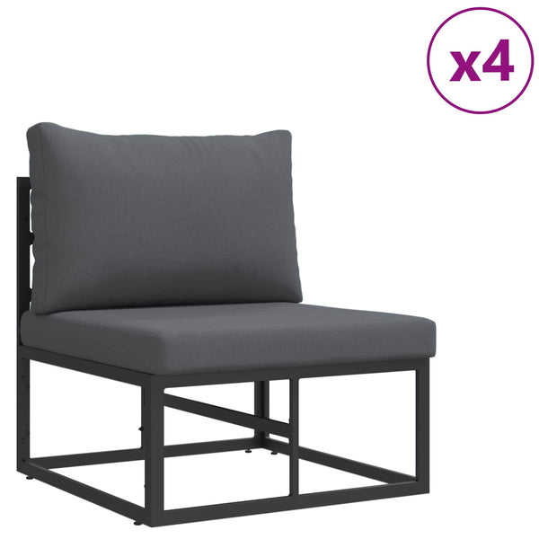 vidaXL Garden Sofa Set with Cushions 9 pcs Black Steel