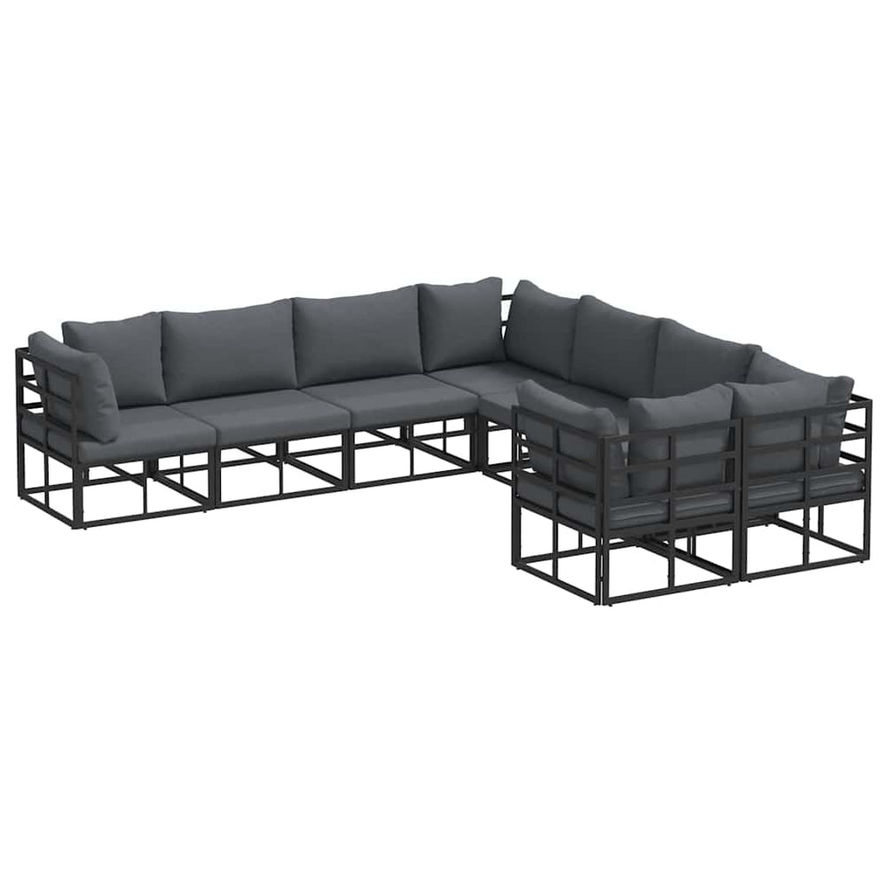 vidaXL Garden Sofa Set with Cushions 8 pcs Black Steel