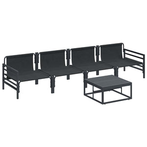 vidaXL Garden Sofa Set with Cushions 5 pcs Black Steel
