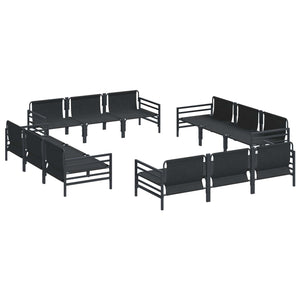 vidaXL Garden Sofa Set with Cushions 12 pcs Black Steel