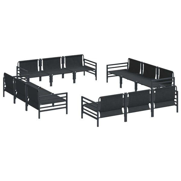 vidaXL Garden Sofa Set with Cushions 12 pcs Black Steel