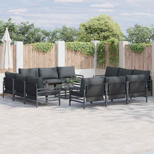 vidaXL Garden Sofa Set with Cushions 13 pcs Black Steel
