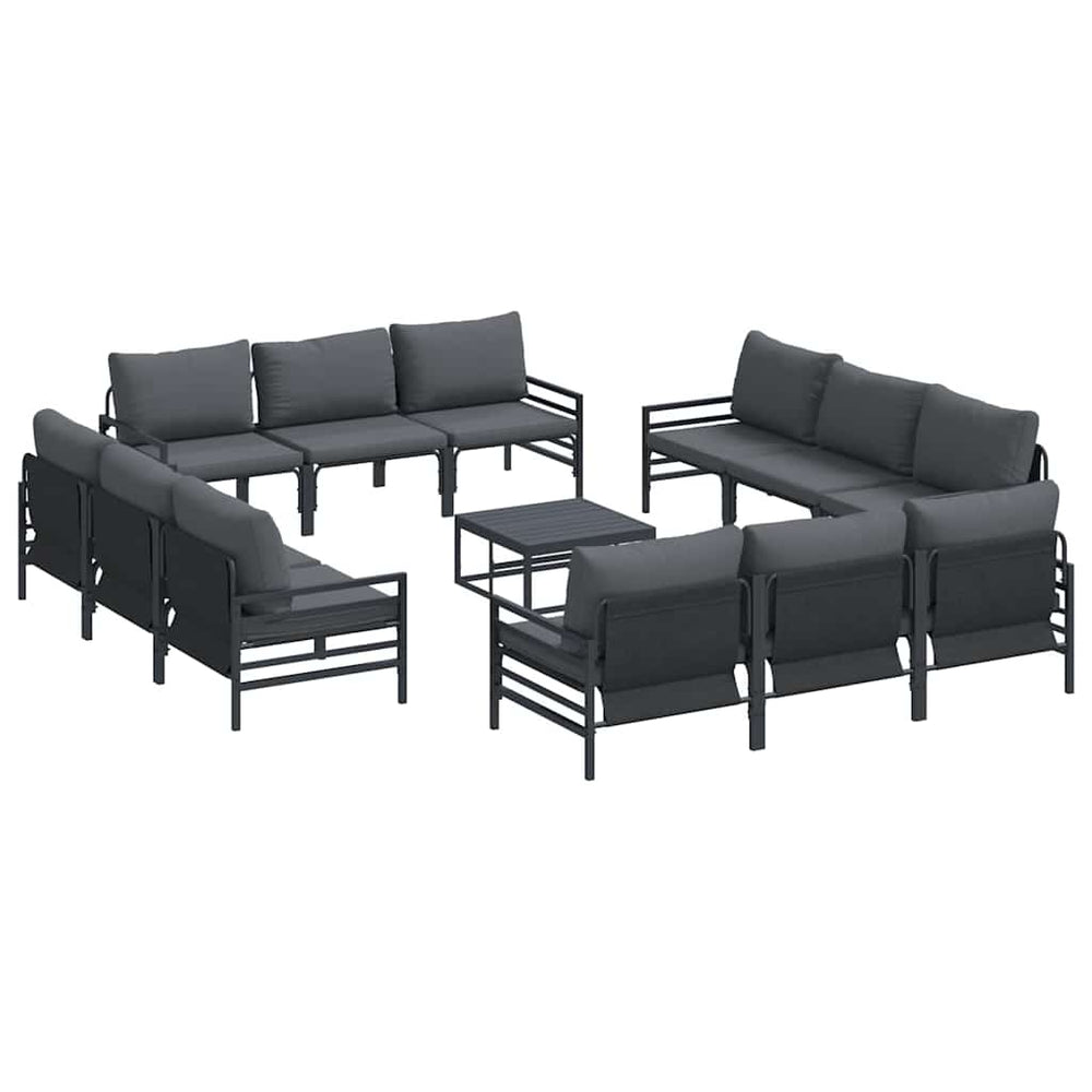 vidaXL Garden Sofa Set with Cushions 13 pcs Black Steel