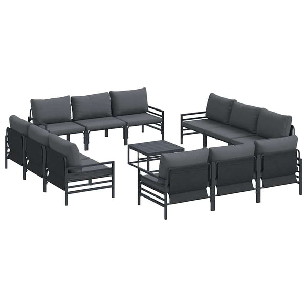 vidaXL Garden Sofa Set with Cushions 13 pcs Black Steel