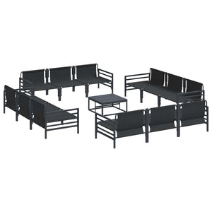 vidaXL Garden Sofa Set with Cushions 13 pcs Black Steel