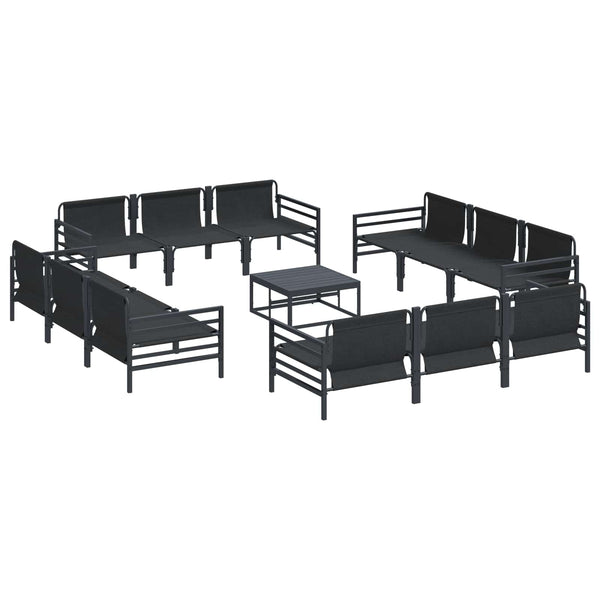 vidaXL Garden Sofa Set with Cushions 13 pcs Black Steel