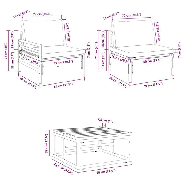 vidaXL Garden Sofa Set with Cushions 13 pcs Black Steel