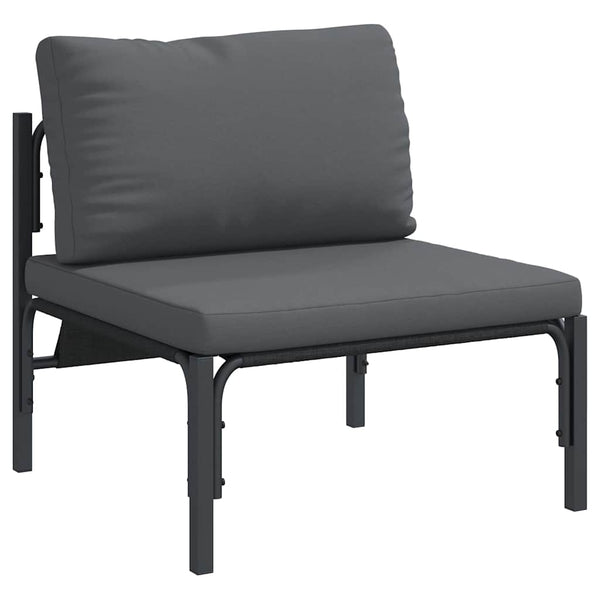 vidaXL Garden Sofa Set with Cushions 4 pcs Black Steel