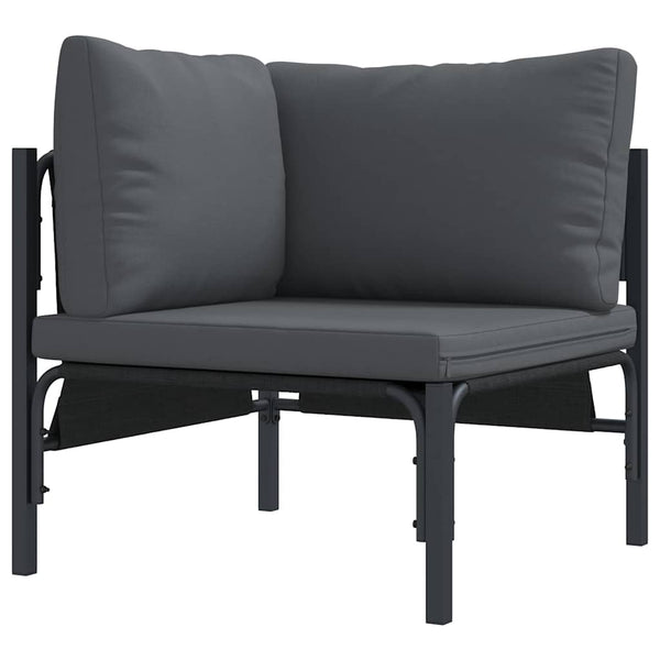 vidaXL Garden Sofa Set with Cushions 4 pcs Black Steel