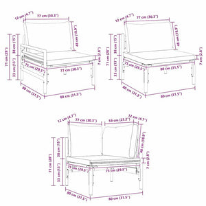 vidaXL Garden Sofa Set with Cushions 4 pcs Black Steel
