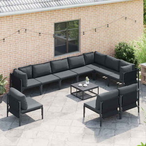 vidaXL Garden Sofa Set with Cushions 11 pcs Black Steel
