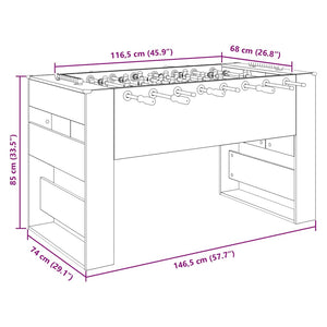 vidaXL Foosball Table Concrete Grey 146.5 x 74 x 85 cm Engineered Wood