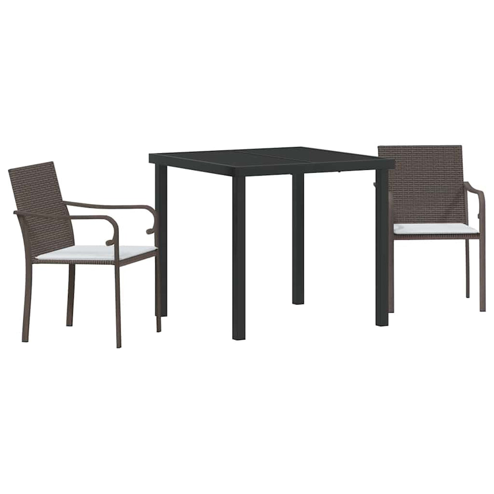 vidaXL Outdoor Dining Set 3 pcs Brown and Black PE Rattan