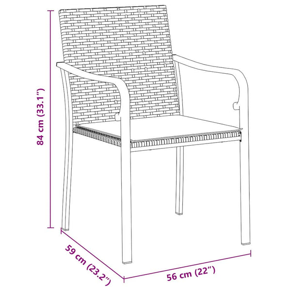 vidaXL Garden Dining Set 3 pcs Black and Grey PE Rattan