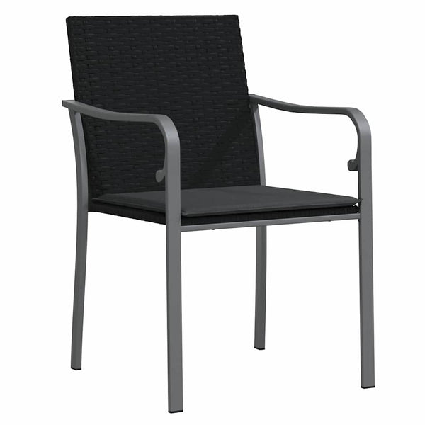 vidaXL Garden Dining Set 7 pcs Black and Grey PE Rattan