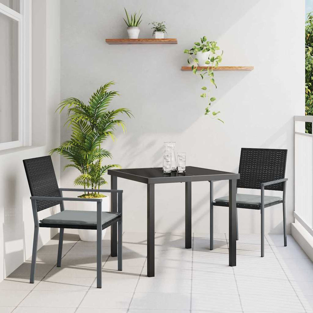 vidaXL Garden Dining Set 3 pcs Black and Light Gray PE Rattan