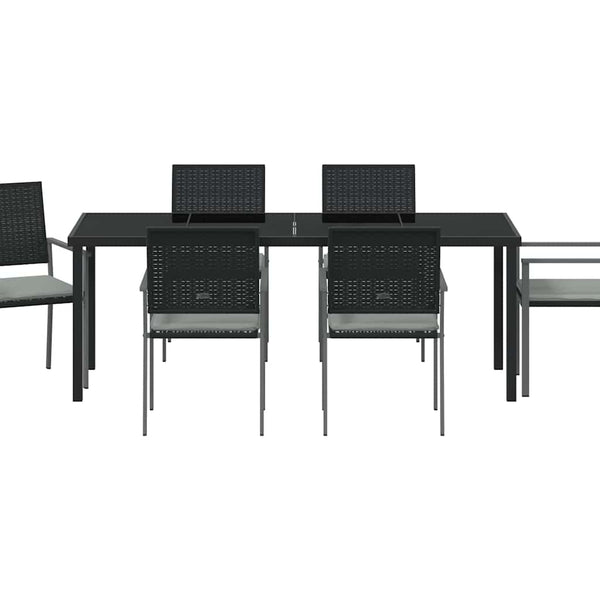 vidaXL Garden Dining Set 7 pcs Black and Light Gray PE Rattan