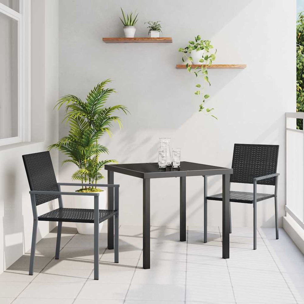 vidaXL Garden Dining Set 3 Pieces Black PE Rattan