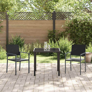 vidaXL Garden Dining Set 3 Pieces Black PE Rattan