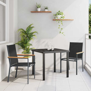 vidaXL Garden Dining Set 3 pcs Black Powder-Coated Steel