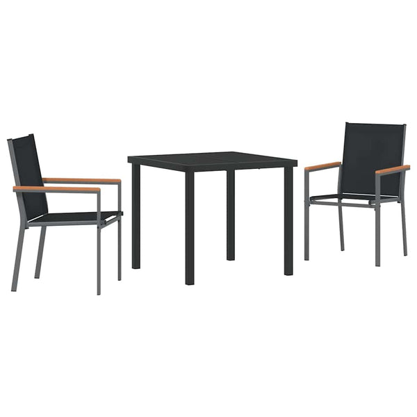 vidaXL Garden Dining Set 3 pcs Black Powder-Coated Steel