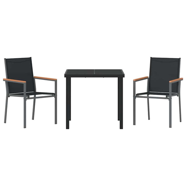 vidaXL Garden Dining Set 3 pcs Black Powder-Coated Steel