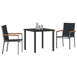 vidaXL Garden Dining Set 3 pcs Black Powder-Coated Steel
