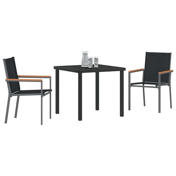 vidaXL Garden Dining Set 3 pcs Black Powder-Coated Steel