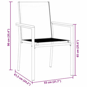 vidaXL Garden Dining Set 3 pcs Black Powder-Coated Steel