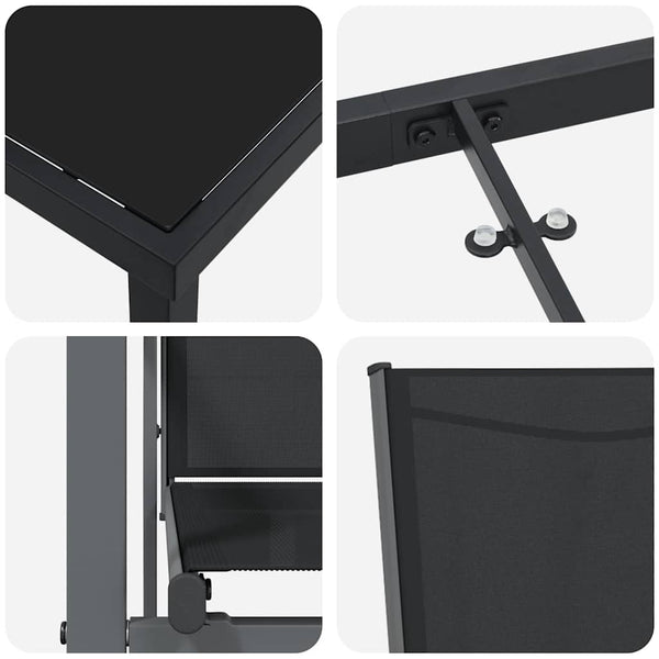 vidaXL Outdoor Dining Set 7 pcs Black Powder-Coated Steel