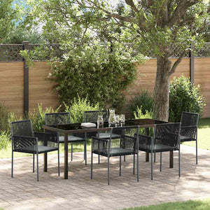 vidaXL Garden Dining Set 7 pcs Black PE Rattan
