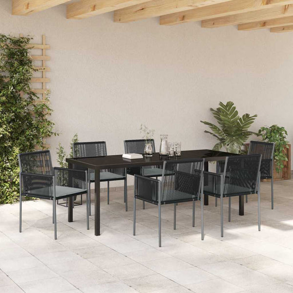 vidaXL Garden Dining Set 7 pcs Black PE Rattan
