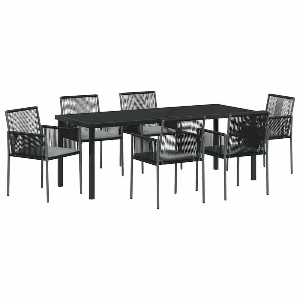 vidaXL Garden Dining Set 7 pcs Black PE Rattan