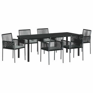 vidaXL Garden Dining Set 7 pcs Black PE Rattan