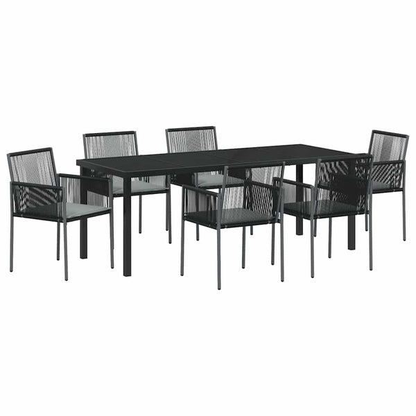 vidaXL Garden Dining Set 7 pcs Black PE Rattan
