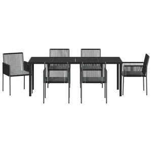 vidaXL Garden Dining Set 7 pcs Black PE Rattan