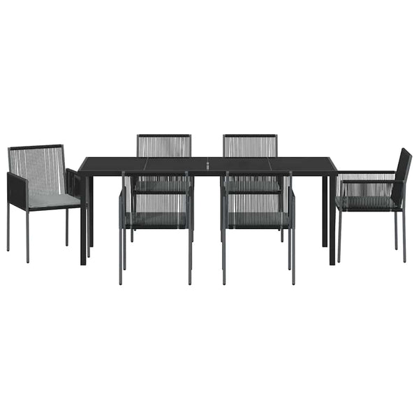 vidaXL Garden Dining Set 7 pcs Black PE Rattan