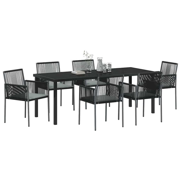 vidaXL Garden Dining Set 7 pcs Black PE Rattan