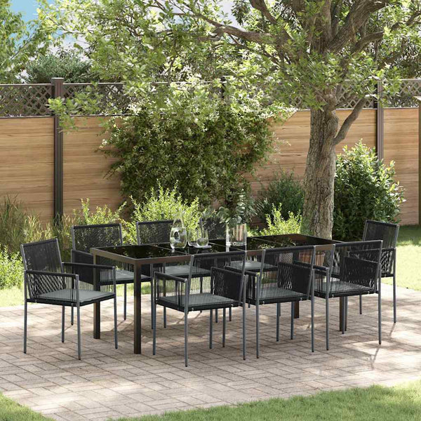 vidaXL Garden Dining Set 9 pcs Black PE Rattan