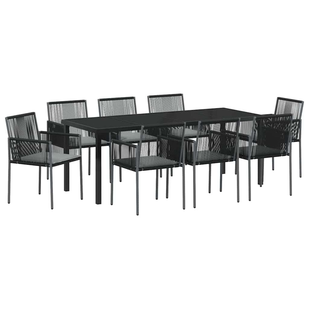 vidaXL Garden Dining Set 9 pcs Black PE Rattan