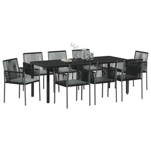 vidaXL Garden Dining Set 9 pcs Black PE Rattan