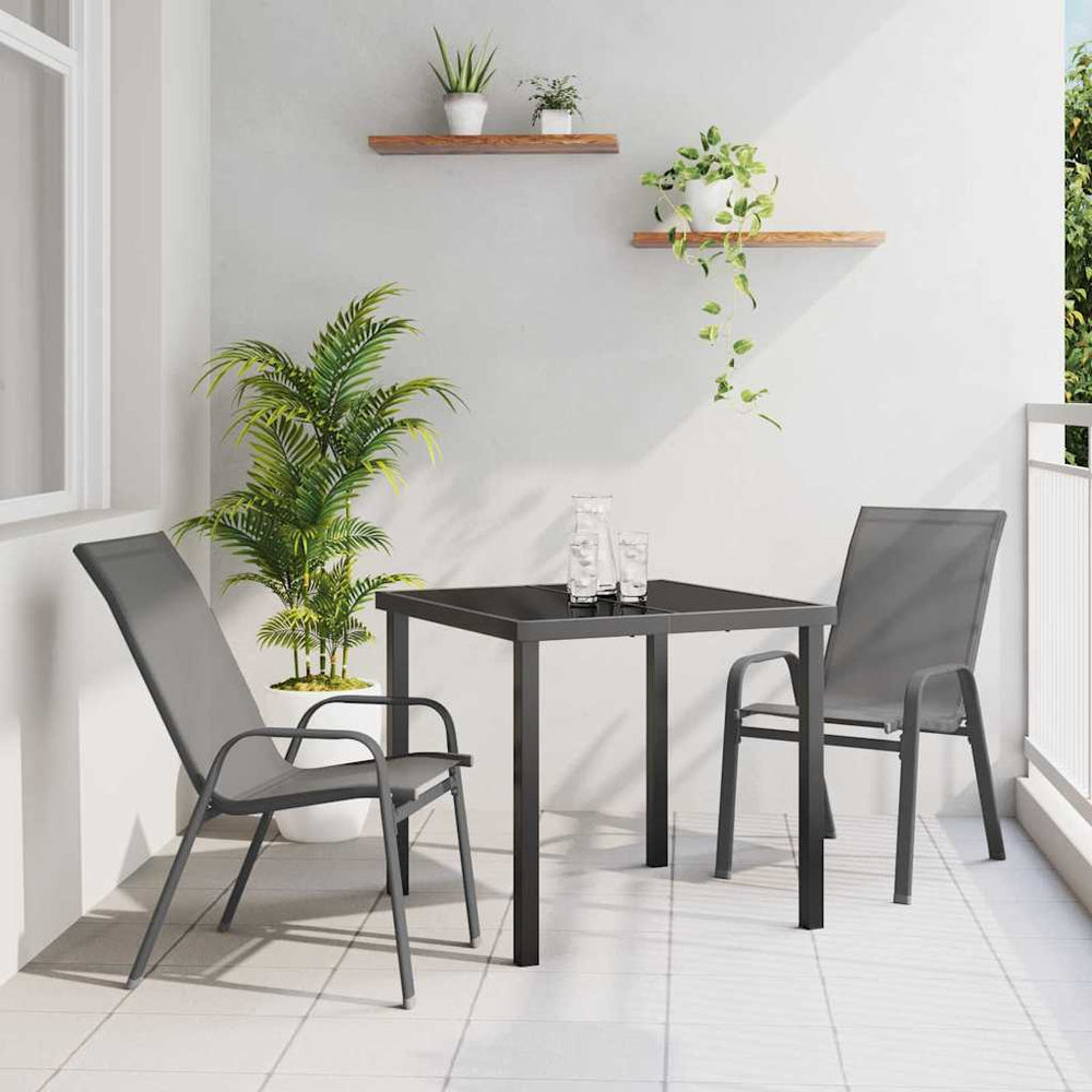 vidaXL Outdoor Dining Set 3 Pieces Grey and Black