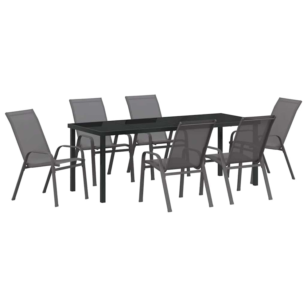 vidaXL Outdoor Dining Set 7 pcs Gray and Black
