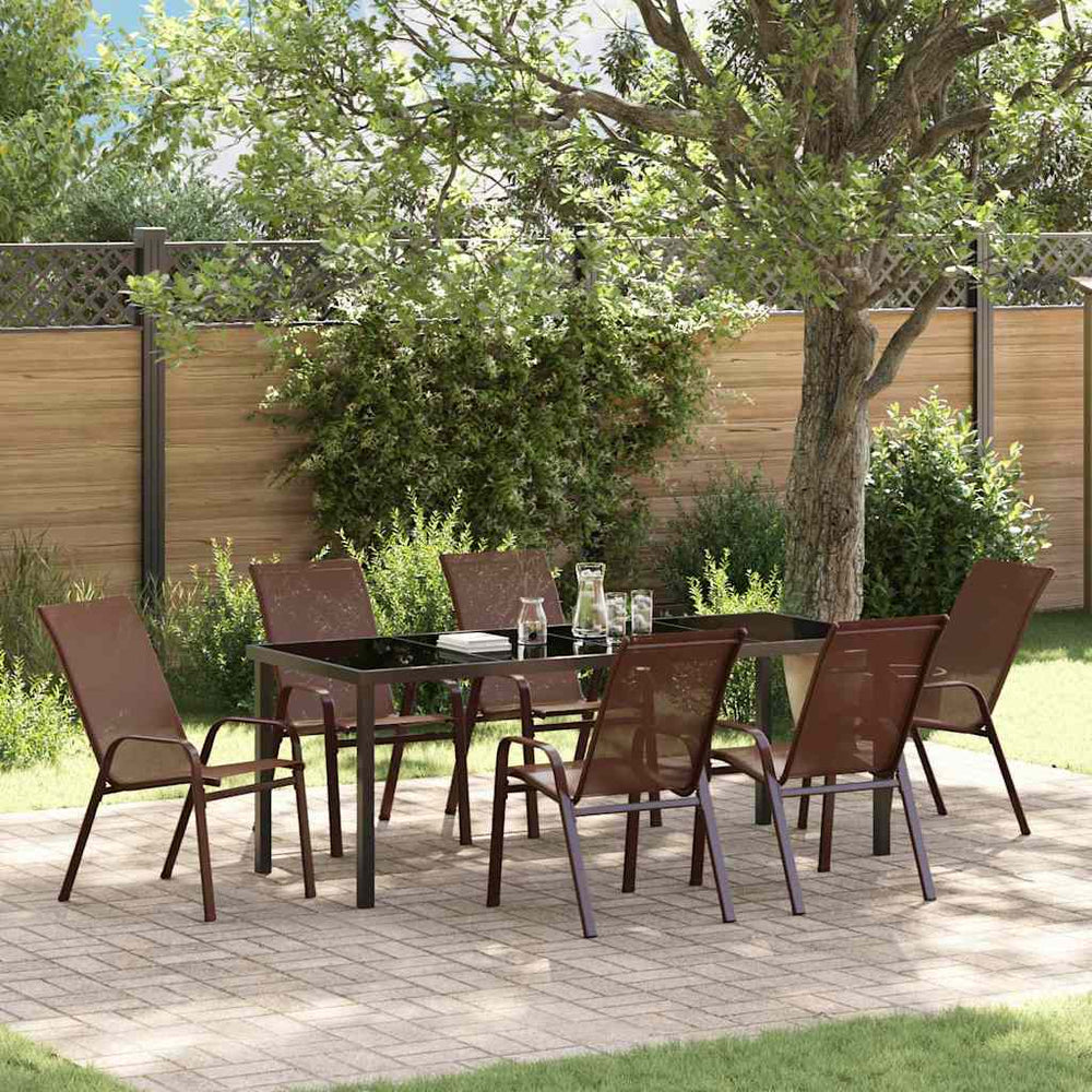 vidaXL Garden Dining Set 7 Pieces Brown and Black