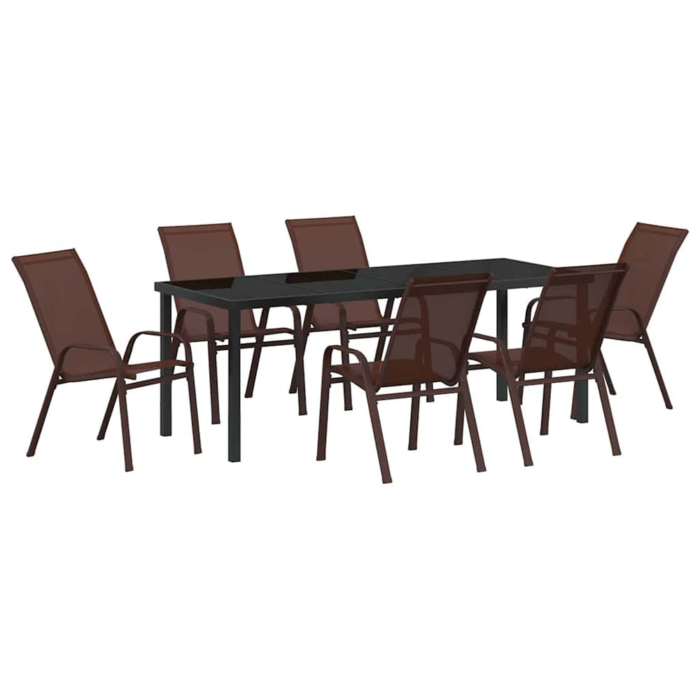 vidaXL Garden Dining Set 7 Pieces Brown and Black