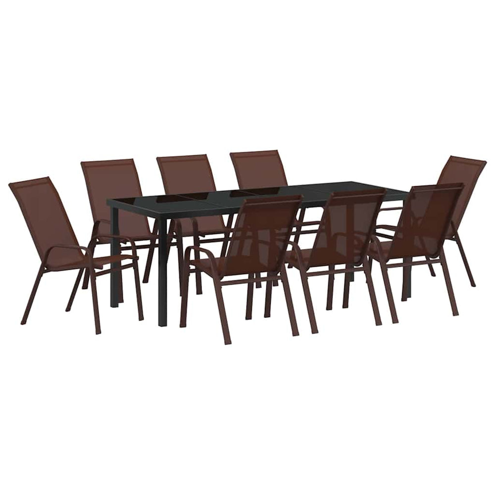 vidaXL Garden Dining Set 9 pcs Brown and Black