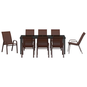 vidaXL Garden Dining Set 9 pcs Brown and Black