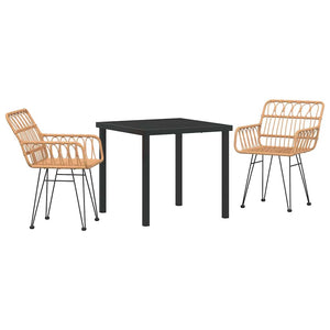 vidaXL Garden Dining Set 3 pcs Brown Powder-Coated Steel